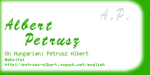 albert petrusz business card